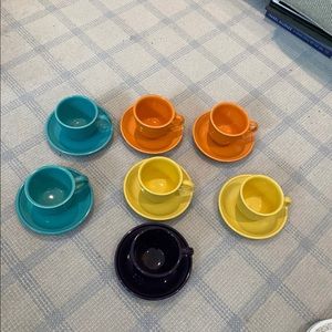 7 fiestas tea cups and saucers